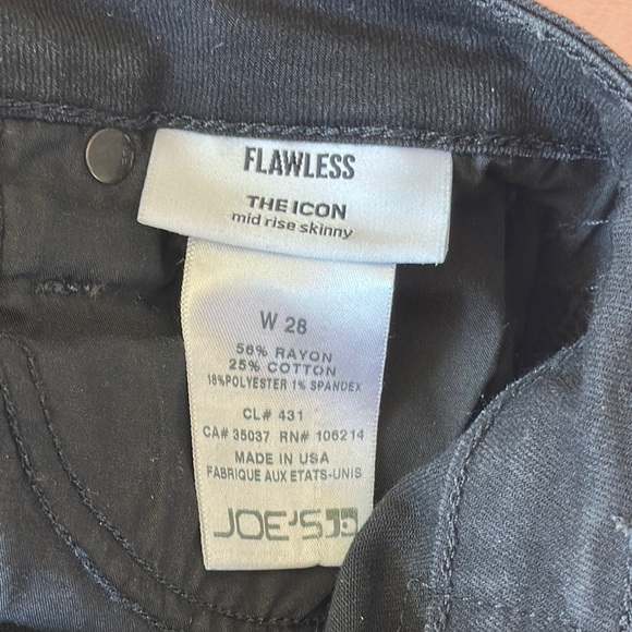 Joe's Jeans Flawless The Icon Mid Rise Skinny Black Jeans W 28 - Picture 8 of 8